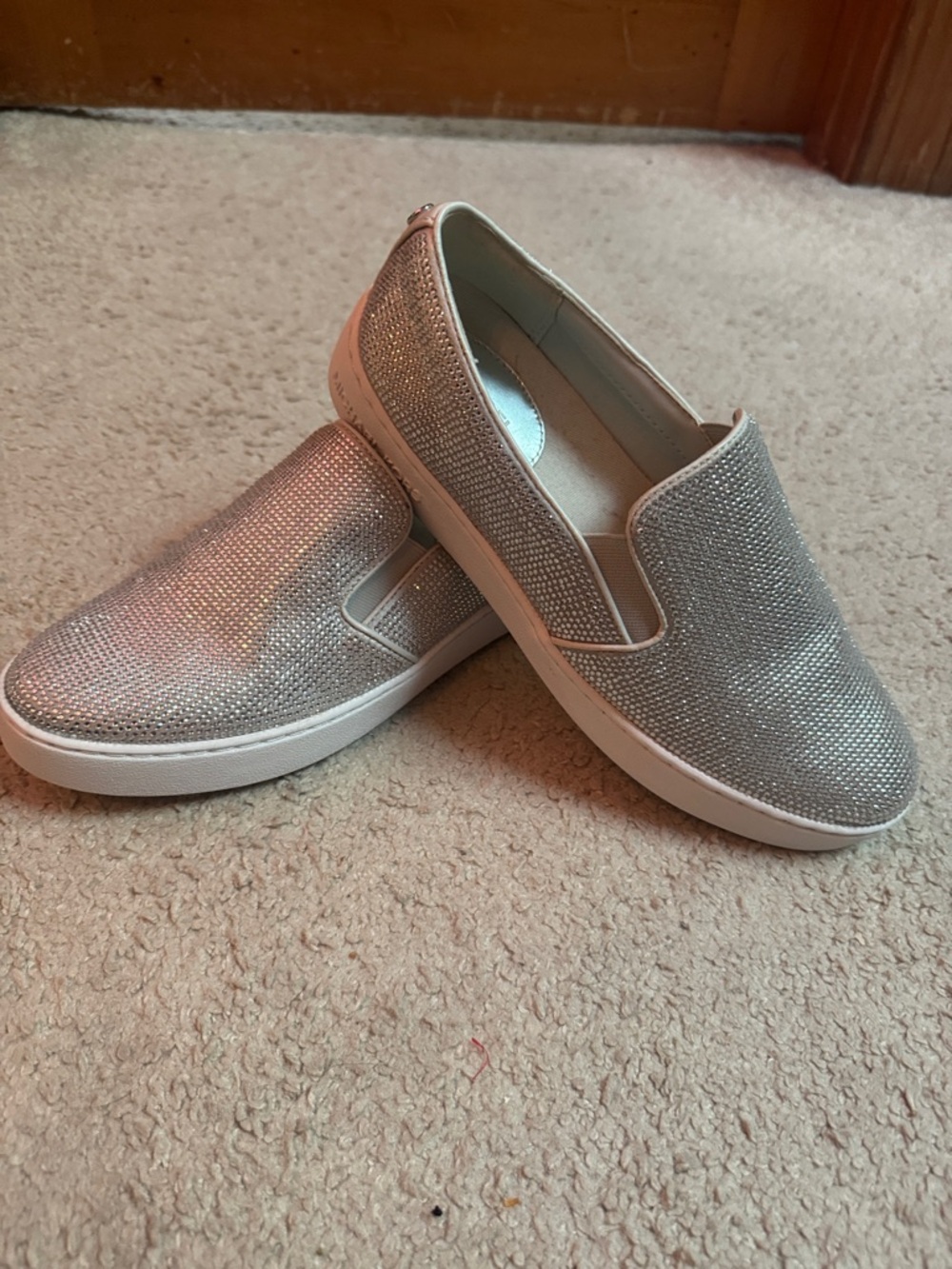 MICHAEL Michael Kors Silver Slip-On Glitter Sneakers